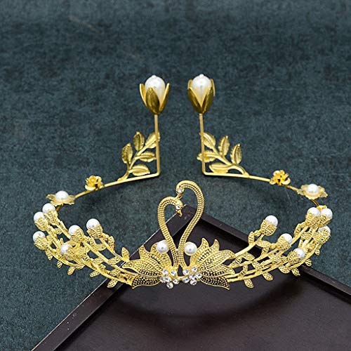 ZJ-Crown Accesorios Decorativos de la Venda del Oro de la hornada de la Torta del Cisne Estudio Foto con los Accesorios Joyería de la Dama de Honor de la Novia