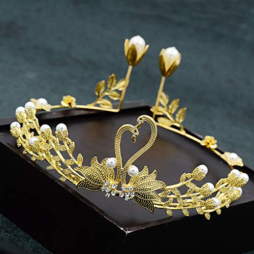 ZJ-Crown Accesorios Decorativos de la Venda del Oro de la hornada de la Torta del Cisne Estudio Foto con los Accesorios Joyería de la Dama de Honor de la Novia