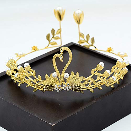 ZJ-Crown Accesorios Decorativos de la Venda del Oro de la hornada de la Torta del Cisne Estudio Foto con los Accesorios Joyería de la Dama de Honor de la Novia