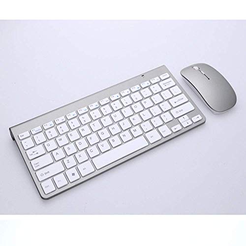 Zjcpow Teclado y ratón, Teclado Fino 2.4G con la combinación de ratón inalámbrico for portátil, PC y Smart TV Plata xuwuhz (Color : Silver)