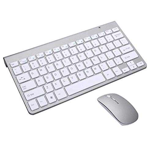 Zjcpow Teclado y ratón, Teclado Fino 2.4G con la combinación de ratón inalámbrico for portátil, PC y Smart TV Plata xuwuhz (Color : Silver)