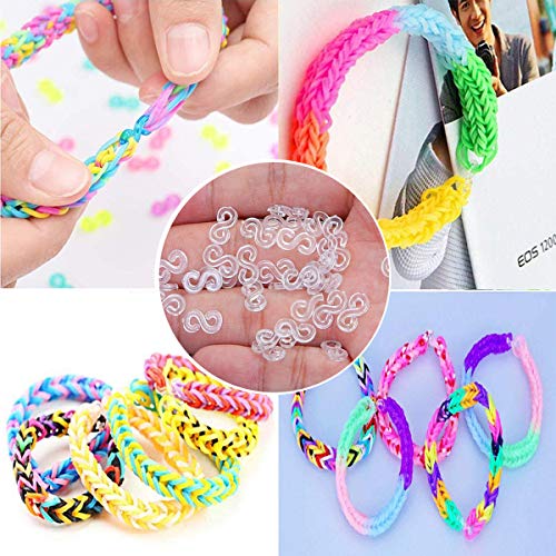 Zliger Telar S Clips Loom Bands Conexión S-Clips Ganchos Clip S Plástico Telar Band Kit de Pulseras de Goma para Pulseras de la Joyería Que Hace la Accesorios Herramienta (500 Blanco+500 Vistoso)