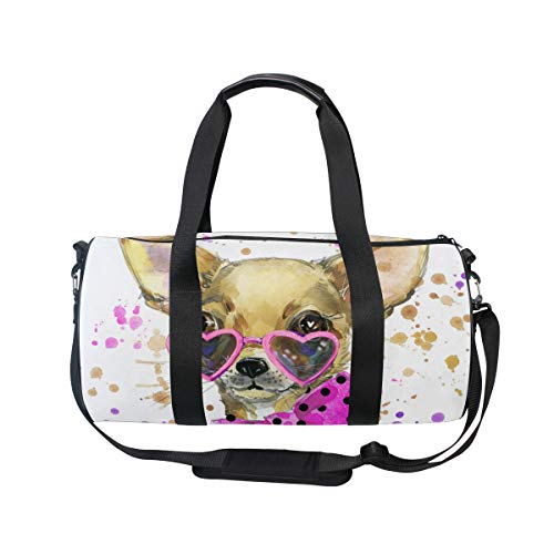 ZOMOY Bolsa de Deporte，Lindo Toy Terrier Ilustración Acuarela Doméstica，Nuevo Cilindro de impresión Bolsas de Ejercicios Bolsa de Viaje Equipaje Bolsa de Lona