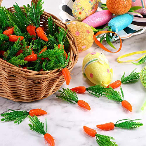 Zonon Zanahorias de Pascua Mini Zanahorias Artificiales de Plástico Adornos para Manualidades y Decoración de Hogar Cocina Fiesta (150 Piezas)