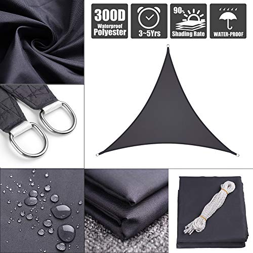 ZSHXF Triángulo equilátero Sun Shade Sail,Durable Práctica Sólida Herramienta de protección Solar Transpirable Sun Shade Sail Telas para toldos,3x3x3m