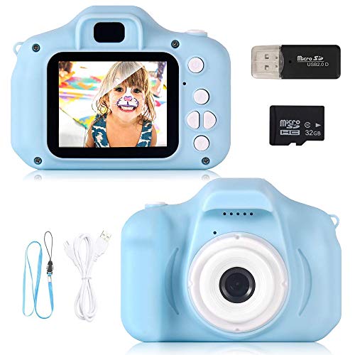 ZStarlite Cámara Digital para Niños, 1080P 2.0 "HD Selfie Video Cámara Infantil, Regalos Ideales para Niños Niñas de 3-10 Años, con Tarjeta TF 32 GB, Lector de Tarjetas (Azul)