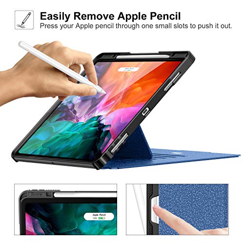 Ztotop Funda para iPad Pro de 12.9 Pulgadas 2020/2018,Protección con 6 ángulos de visión Ajustables, Compatible con iPad Pencil de Segunda generación, Función automática de Reposo/activación, Azul