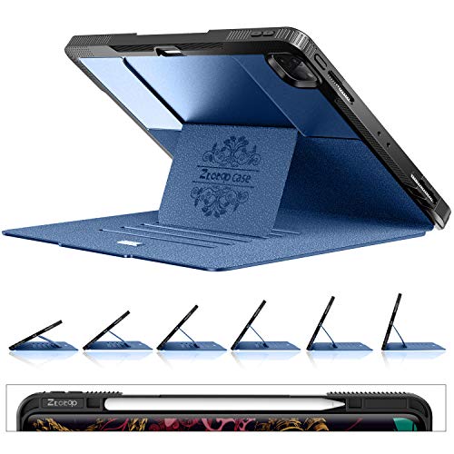 Ztotop Funda para iPad Pro de 12.9 Pulgadas 2020/2018,Protección con 6 ángulos de visión Ajustables, Compatible con iPad Pencil de Segunda generación, Función automática de Reposo/activación, Azul