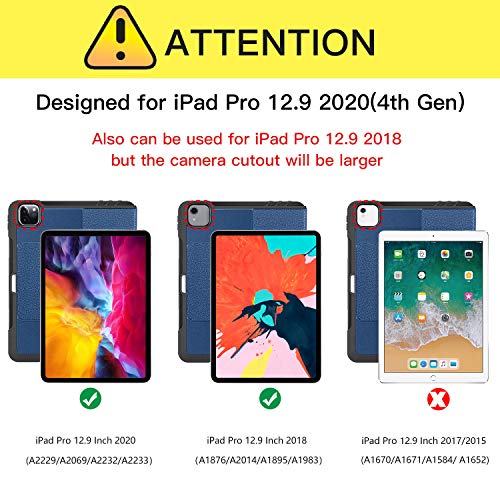 Ztotop Funda para iPad Pro de 12.9 Pulgadas 2020/2018,Protección con 6 ángulos de visión Ajustables, Compatible con iPad Pencil de Segunda generación, Función automática de Reposo/activación, Azul