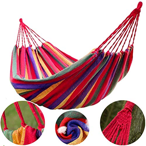 ZusFut Hamacas Colgantes| Extra Larga Amplia 275x150cm / Transpirable Algodón / 200KG Capacidad de Carga/2 Cuerdas de Nylon/Multicolor| Hamacas Jardín Hamaca en Rincón de Salón (275 * 150cm)