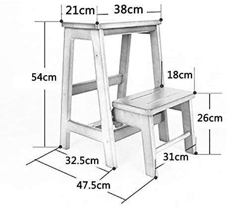 ZXL Escalera De Madera Maciza de Dos Pisos Escalera Paso Completo de Doble Uso Escalera Plegable del hogar Banco de Madera Cubierta 2-Step Soporte de Apoyo (Color : Honey Color)