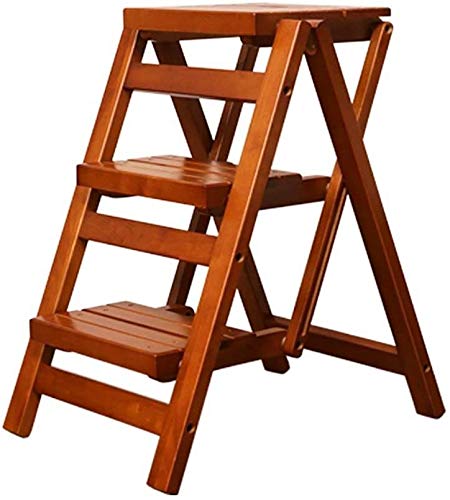 ZXL Escalera Madera sólida Escalera Plegable multifunción Paso s Domésticos de Cocina pequeño Banco de Madera de 3 Pasos Soporte de Apoyo (Color : Honey Color)