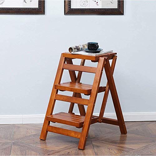 ZXL Escalera Madera sólida Escalera Plegable multifunción Paso s Domésticos de Cocina pequeño Banco de Madera de 3 Pasos Soporte de Apoyo (Color : Honey Color)