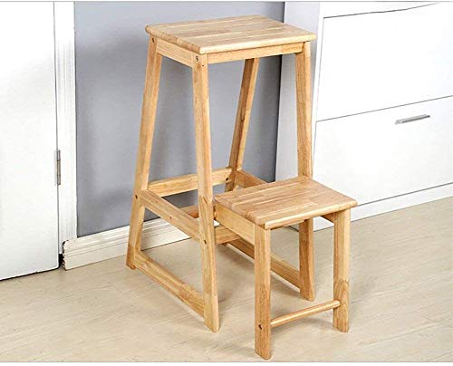 ZXL Escalera Paso sólida Llena de Casas de Madera Plegable de Doble Uso 2-Paso multifunción Cubierta de Madera Escalera móvil Bastidores Banco de Zapatos Soporte de Apoyo