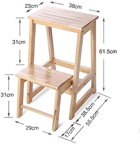 ZXL Escalera Paso sólida Llena de Casas de Madera Plegable de Doble Uso 2-Paso multifunción Cubierta de Madera Escalera móvil Bastidores Banco de Zapatos Soporte de Apoyo