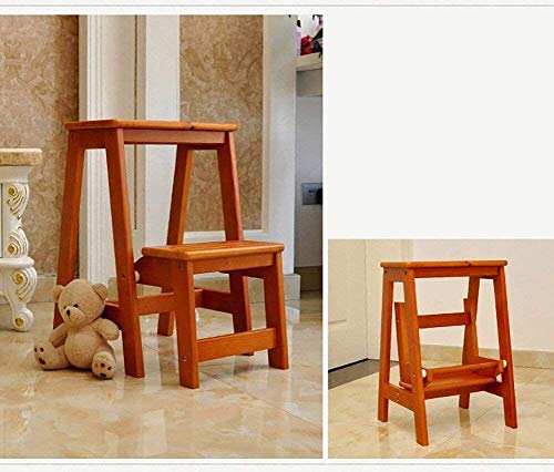 ZXL Escalera Sillas Muebles de Madera Maciza de 2 Pasos Banco de Madera peldaño Plegable for niños multifunción Soporte de Apoyo (Color : Light Walnut)