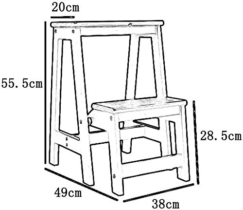 ZXL Escalera Sillas Muebles de Madera Maciza de 2 Pasos Banco de Madera peldaño Plegable for niños multifunción Soporte de Apoyo (Color : Light Walnut)