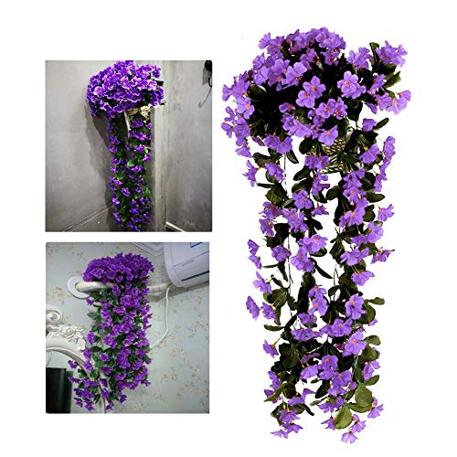 ZYCX123 Colgando Flores Artificiales de Violeta Violeta Muro Artificial Hiedra Flores Wisteria Cesta Colgante de la Guirnalda de la Vid florece la simulación de Seda Rota Planta de Vid